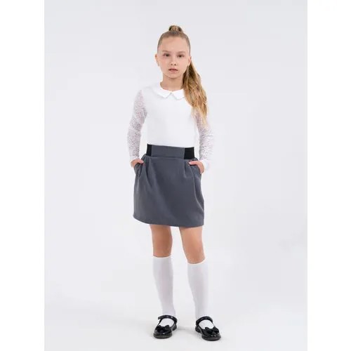 Школьная юбка Sherysheff, размер 158, серый