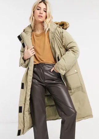 Светло-бежевая длинная oversized-парка ASOS DESIGN-Neutral