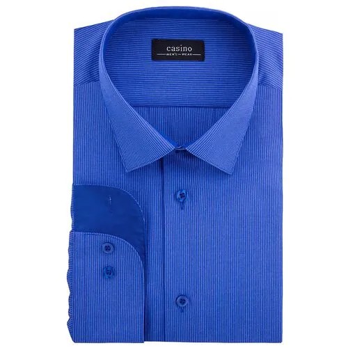 Рубашка мужская длинный рукав CASINO c221/15/3035/Z/1, Полуприталенный силуэт / Regular fit, цвет Синий, рост 174-184, размер ворота 39