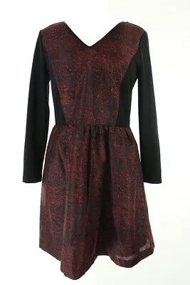 Kensie New Красно-черное платье с кружевной вставкой и рукавами 3/4 M $99
