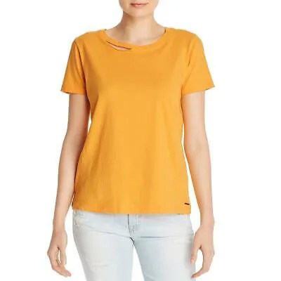 N:PHILANTHROPY Женская желтая хлопковая футболка Harlow с потертостями, топ L BHFO 4022