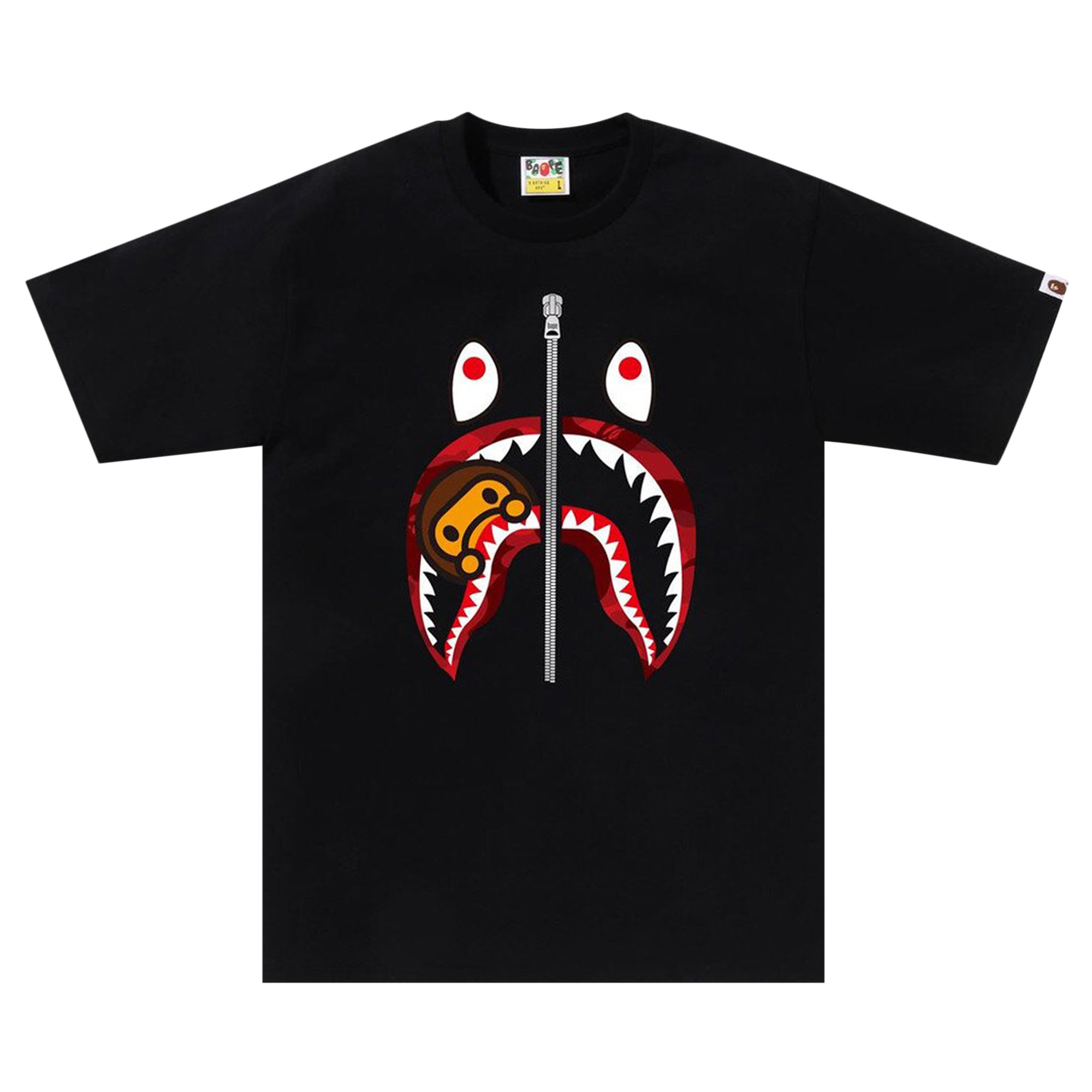 Футболка BAPE Color Camo Milo Shark, черный/красный