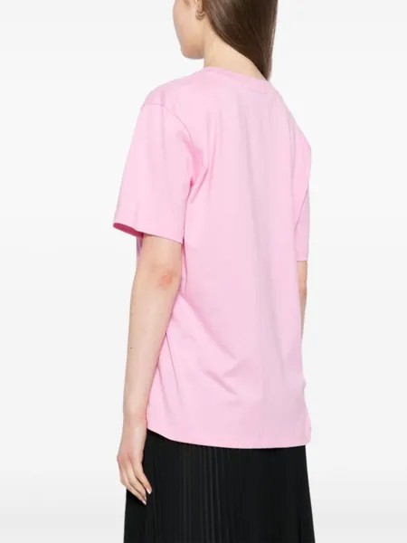 MSGM футболка с вышитым логотипом, розовый