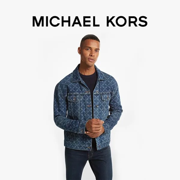 Куртка джинсовая мужская Michael Kors с ромбовидной решеткой и принтом, синий