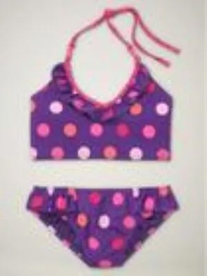 NWT GAP Раздельный купальник в горошек с рюшами Купальник-бикини Фиолетовый для девочек XL 12
