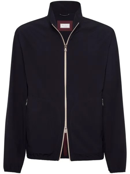 Brunello Cucinelli куртка на молнии с высоким воротником, синий