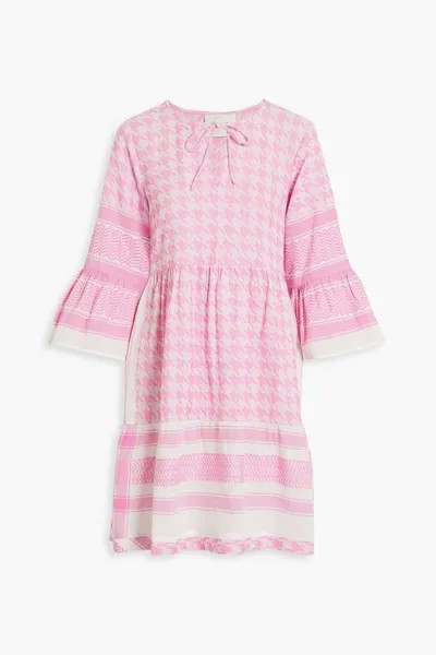 Платье мини Iben из хлопка и жаккарда с принтом и оборками SUMMERY COPENHAGEN, розовый