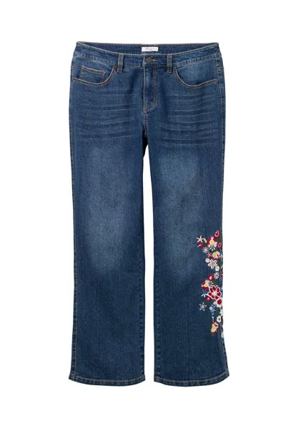 Джинсы стрейч с цветочной вышивкой по бокам штанины Joebrowns, цвет Blue Denim