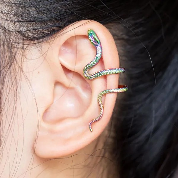 1Pc Латунь Змея Earing Клипы Панк Не Проколотый Клип Серьги Ушные Манжеты Женщины Мужчины Личность Ювелирные изделия