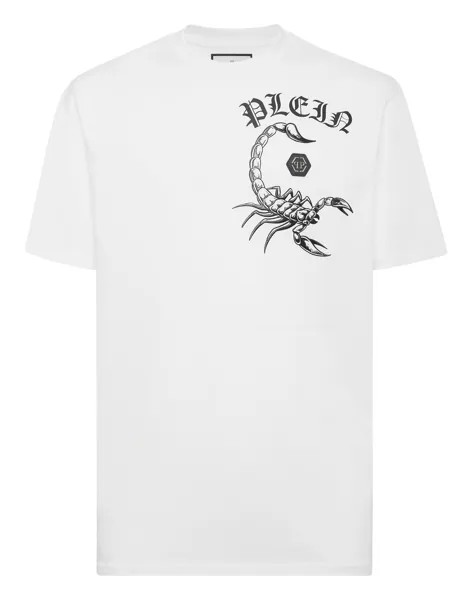 Футболка с круглым вырезом SS Скорпион Philipp Plein, цвет White / Black
