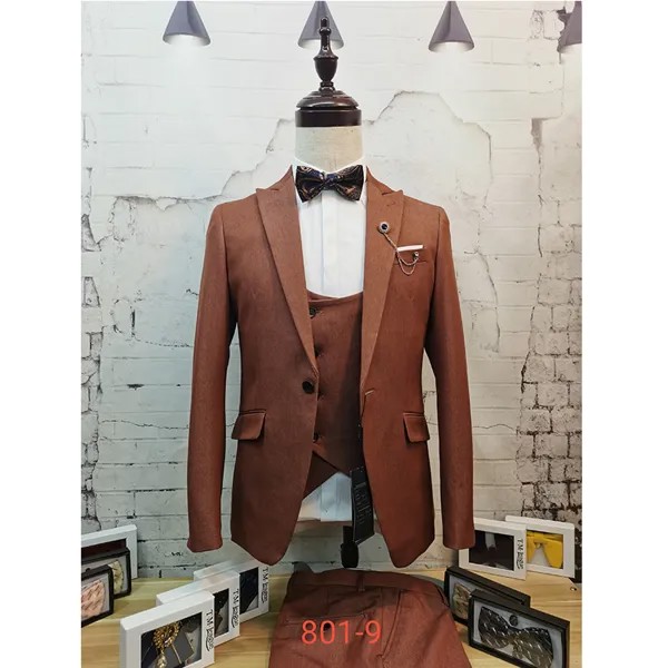 Vicuna Blazer 2021 Slim Fit элегантный высококачественный мужской костюм лучший мужской смокинг для жениха Повседневный официальный свадебный костюм ...