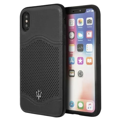 Кожаный чехол Maserati Tradition Hard для iPhone X/XS, серый