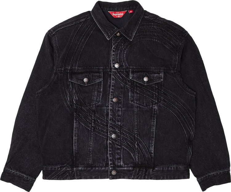 Куртка Supreme S Logo Denim Trucker 'Washed Black', черный