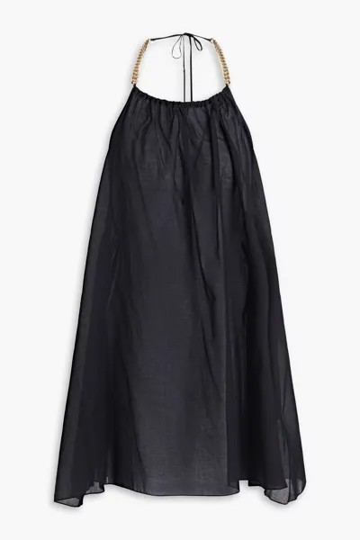 Хлопковое мини-платье Falabella с воротником-халтером Stella Mccartney, черный