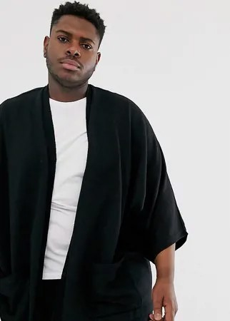Черная трикотажная куртка-кимоно ASOS DESIGN Plus-Черный