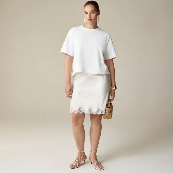 Свободная укороченная футболка премиум-класса J.Crew, белый