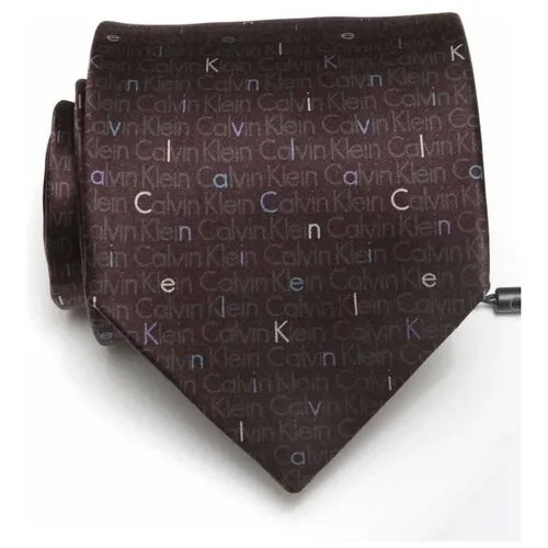 Молодежный коричневый галстук с надписями Calvin Klein 2252