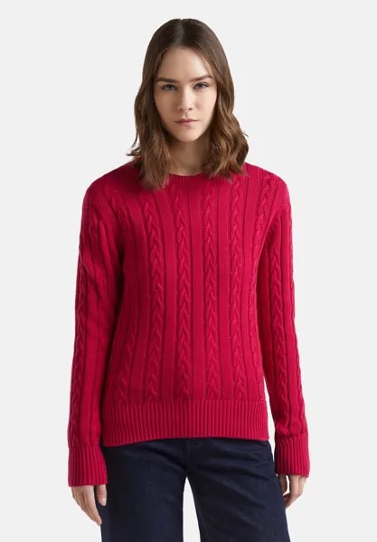 Вязаный свитер CABLE United Colors of Benetton, красный