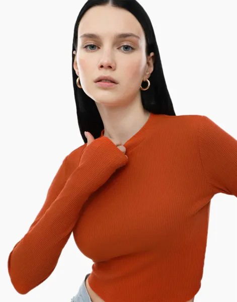 Лонгслив женский Gloria Jeans GKT019335 оранжевый S
