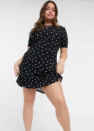 Черное чайное платье мини в горошек ASOS DESIGN Curve-Черный