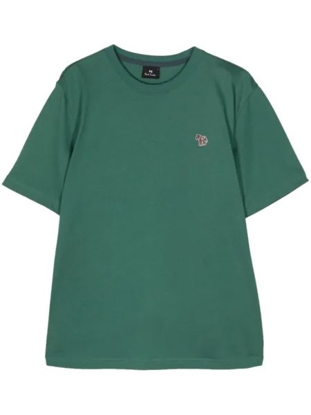 Футболка PS Paul Smith из органического хлопка с логотипом зебры, зеленая