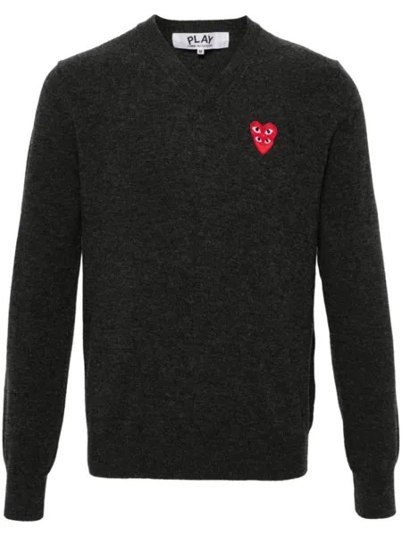 Comme Des Garçons Play шерстяной джемпер с нашивкой, серый