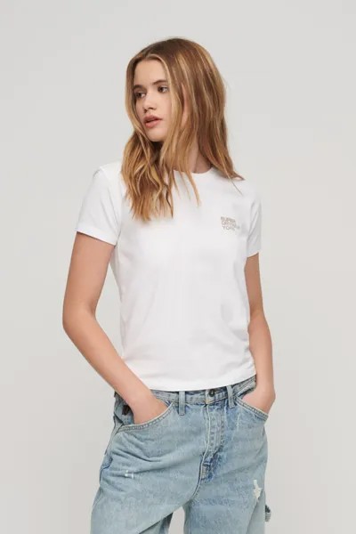 Роскошная приталенная спортивная футболка укороченного кроя и логотипом Superdry, белый