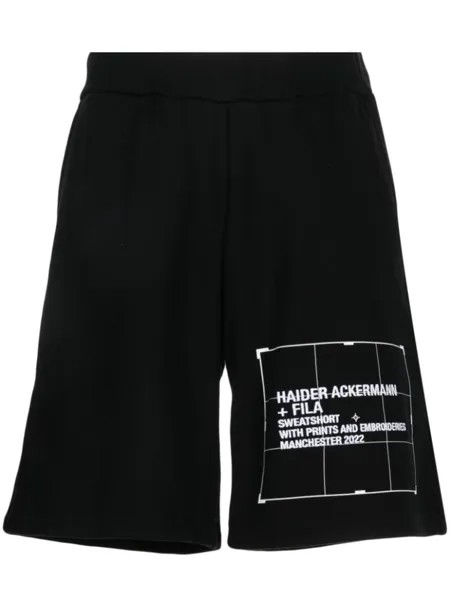 Haider Ackermann спортивные шорты с вышитым логотипом, черный