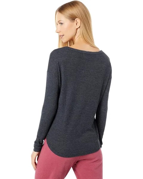 Футболка с длинным рукавом Wildfox Hudson Thermal Long Sleeve Tee, цвет Clean Black