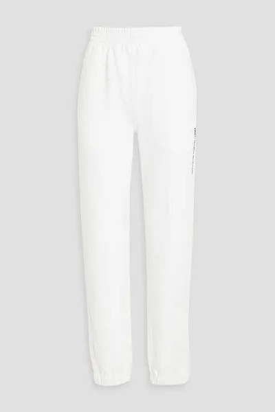 Спортивные брюки из французской хлопковой махры с принтом HELMUT LANG, белый
