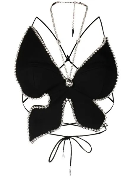 Топ Butterfly с кристаллами AREA, черный