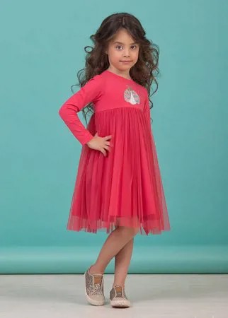 Платье для девочек с длинным рукавом ярко-розового цвета 