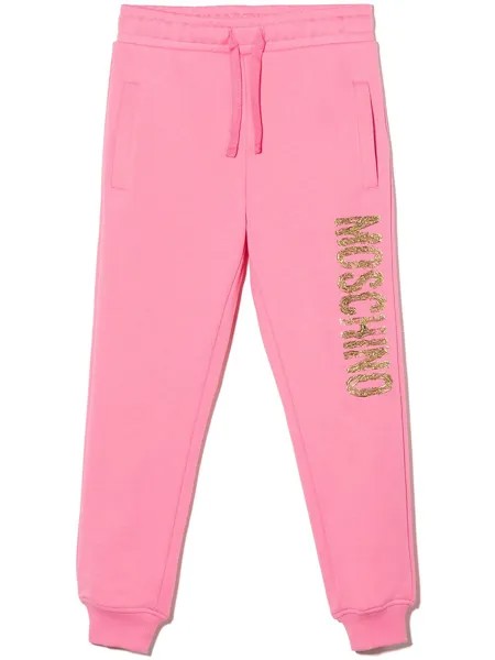 Moschino Kids спортивные брюки с фактурным логотипом