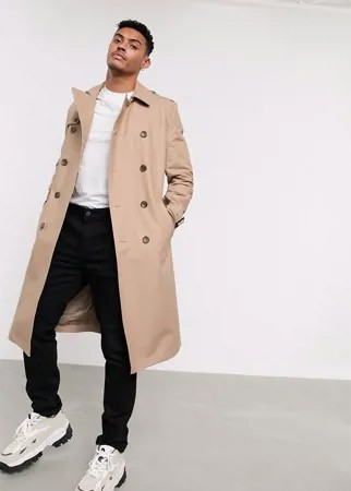 Светло-бежевый водоотталкивающий тренч с поясом ASOS DESIGN
