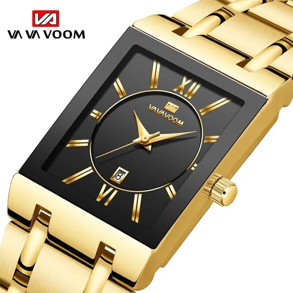 VA VA VOOM Relogio Masculino Sport Gold Watch Men Super Mens Watches Top Brand Luxury Golden Quartz Stainless Steel 30m Водонепроницаемые наручные часы