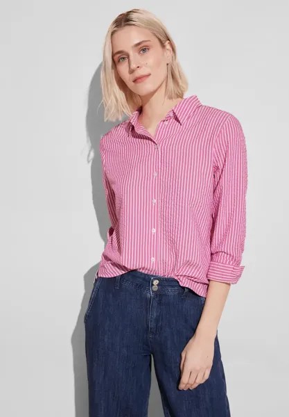 Блузка-рубашка STREET ONE из сирсакера с полосками, цвет Magnolia Pink