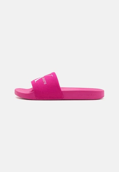 Туфли-мюли на плоской подошве SLIDE MONOGRAM Calvin Klein Jeans, цвет fuchsia fedora/bright white