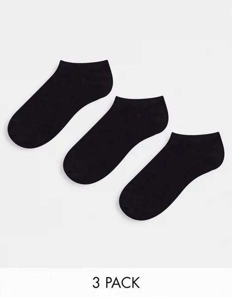 Набор из 3 пар низких черных носков из органического хлопка Topshop-Черный