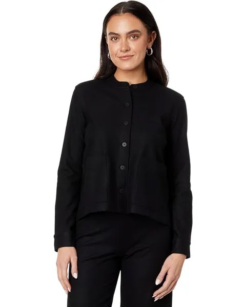 Куртка Eileen Fisher Petite Mandarin Collar, черный