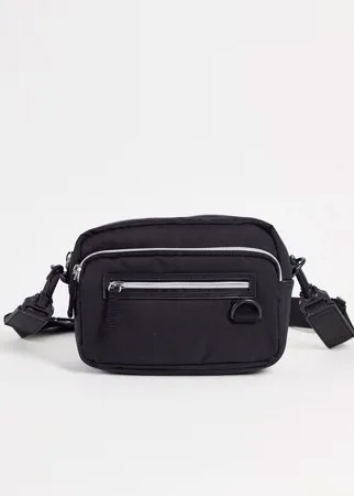 Черная нейлоновая прямоугольная сумка через плечо с несколькими карманами ASOS DESIGN-Черный цвет