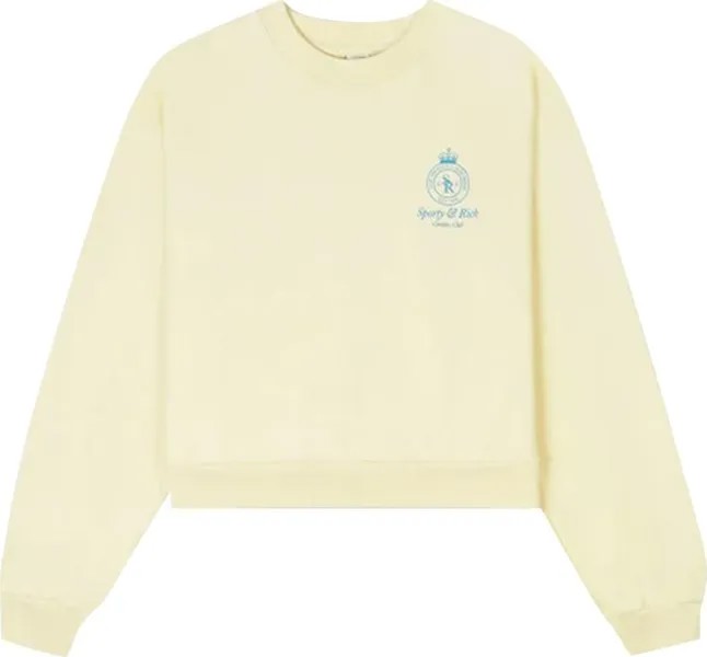 Толстовка Sporty & Rich Crown Cropped Crewneck 'Lemon/Blue', желтый