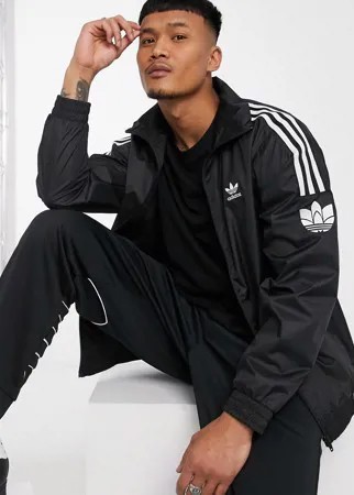 Черная олимпийка на застежке с 3D-логотипом adidas Originals-Черный