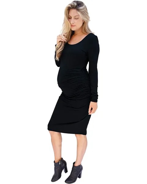 Платье Ingrid & Isabel Maternity Long Sleeve Side Shirred Dress, черный