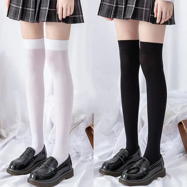 Сексуальные твердые черные белые полосатые длинные носки женщины над коленом чулки колготки дамы девушки над коленом бедра высокие чулки