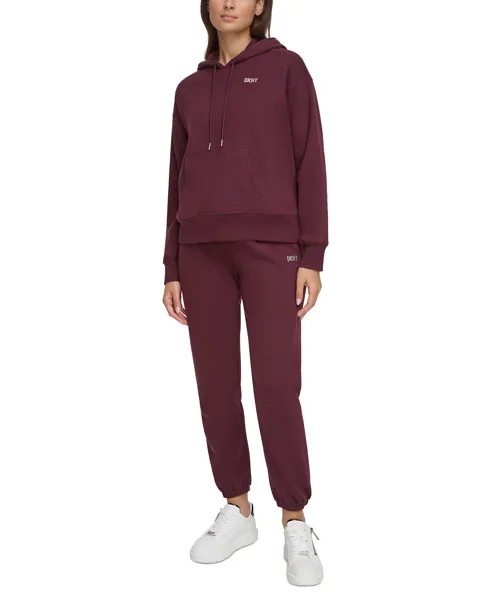 Женская худи с металлизированным логотипом DKNY