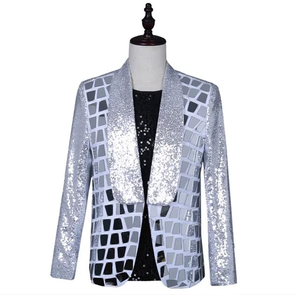 Мужской приталенный Блейзер золотого и серебряного цвета, мужской блейзер для ночного клуба вечерние, мужской пиджак, куртка для сцены, певицы, пальто для мужчин