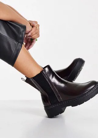 Черные лакированные ботинки на толстой плоской подошве River Island-Черный цвет