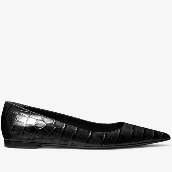 Балетки Michael Kors Agnes Crocodile Embossed Leather Flat, черный