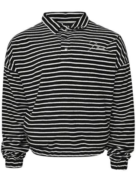 RHUDE махровая рубашка поло в полоску, черный