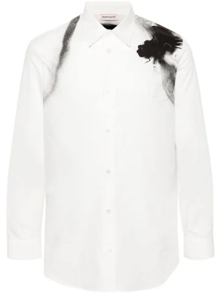 Alexander McQueen рубашка с графичным принтом, белый